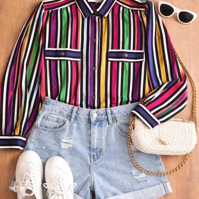 Chemise vintage multicolore – pièce unique 🫧